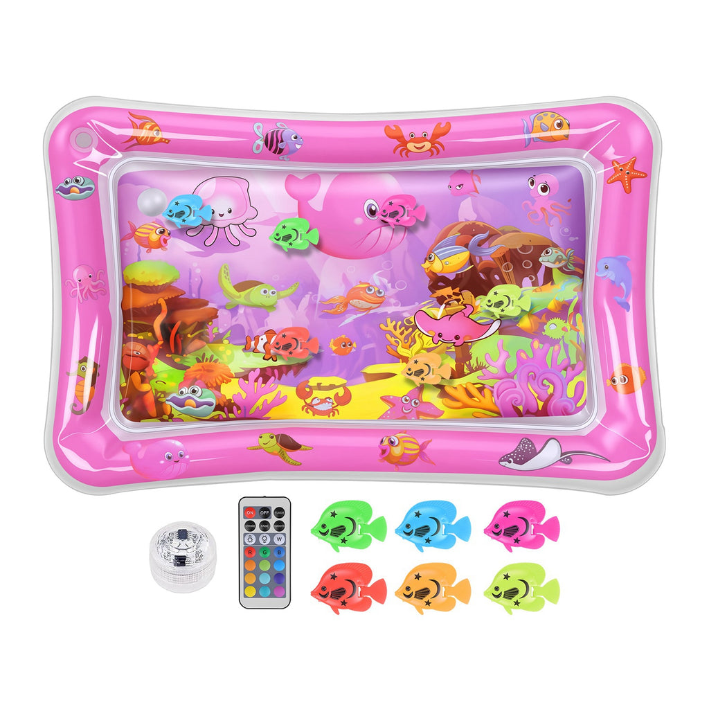 Mat d'eau chat interactif de jeu sensoriel avec des jouets flottants de poisson LED couleur changeant ligh
