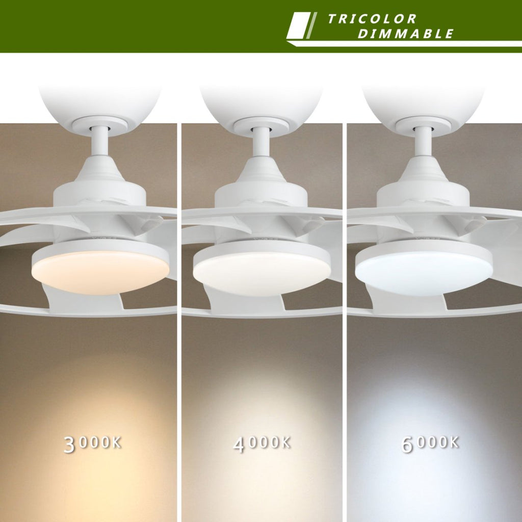 Light Pro 22 In. Ventilateur de plafond intelligent à LED Matt Blanc avec moteur DC