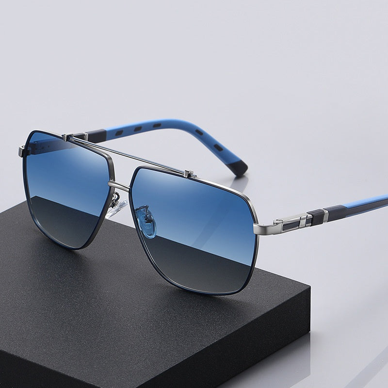 Lunettes de soleil Retro Mens avec un cadre carré à deux tons