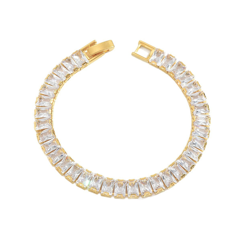 Bracelet de tennis CZ couleur femme Baguette