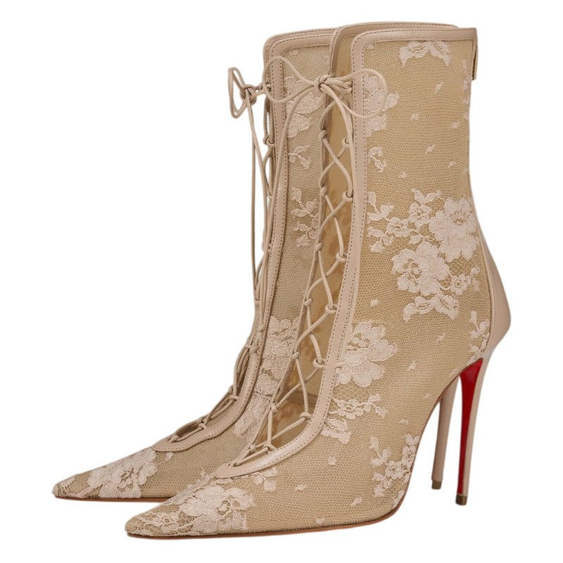 Sexy Sheer Bottes en dentelle à talons hauts