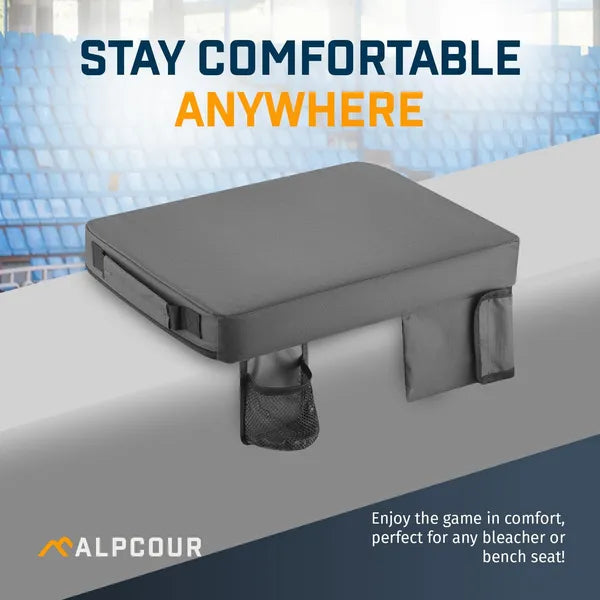 Coussin de siège de stade extra épais portable Alpcour - 21x 15 pouces Coussin bleacher avec côté