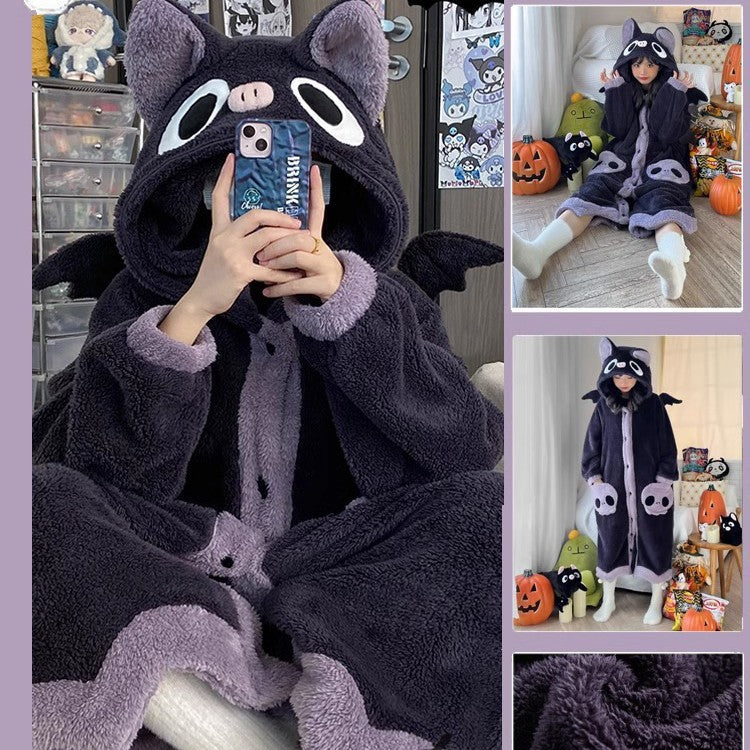 Ensemble de toilettages à capuche en flanelle épais d'hiver
