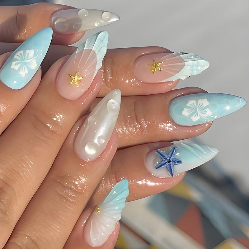 Stickers Blue Starfish Nails Portables 3D pour Manucures
