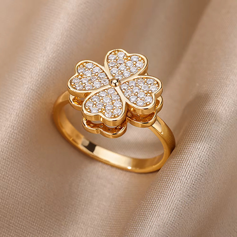 Hot-Selling 18K Gold-Plate entièrement diamante Luxury Non-Fading Anneau ouvert pour les femmes
