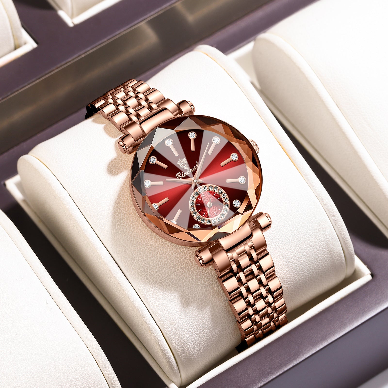 Niche Diamond Ceinture en acier massif Montre imperméable pour femmes