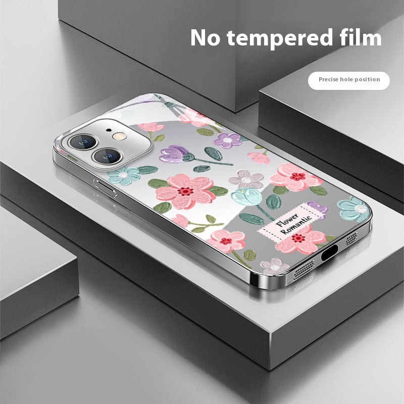 Ins peinture à l'huile fleur miroir boîtier téléphone
