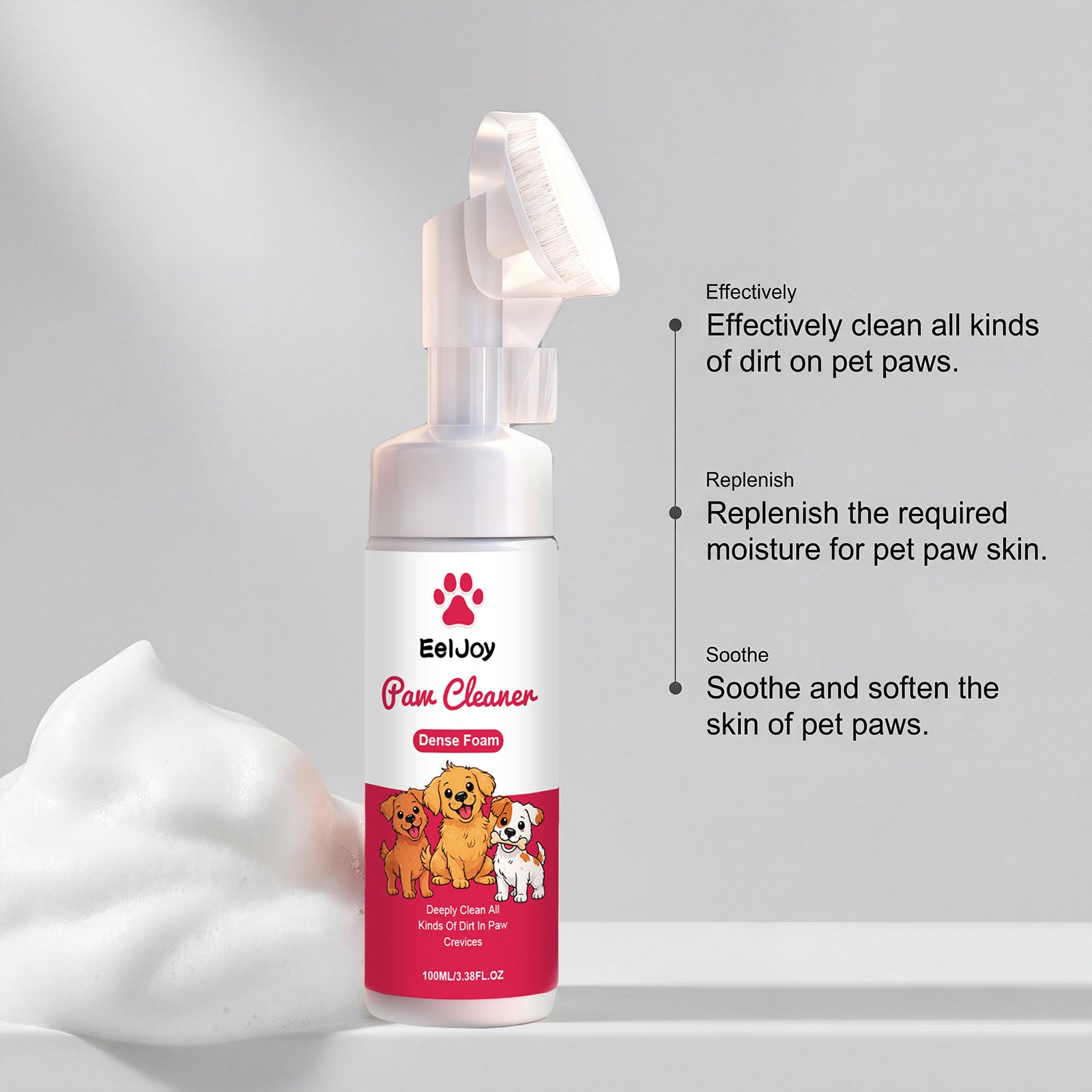 Nettoyant pattes chien moussant, nettoyage rapide après la promenade