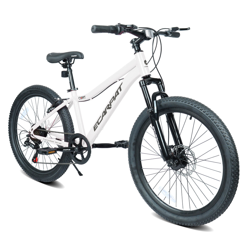 Vélo de montagne jeune 24 pouces avec 7 vitesses et suspension avant Cadre en acier durable