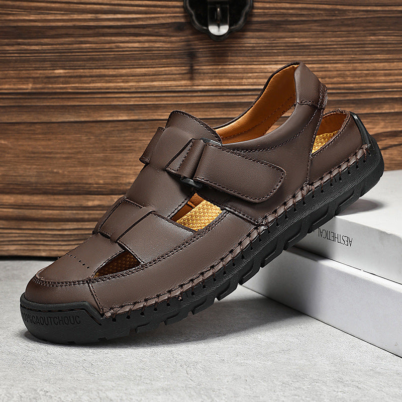 Sandales homme Été Cuir plein grain