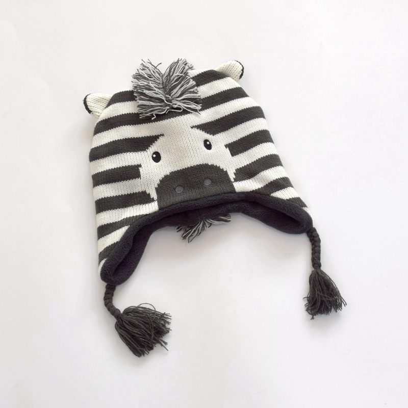 Chapeau d'hiver tricoté en peluche Chapeau de caricature pour bébé Garçon chaud et preuve du vent