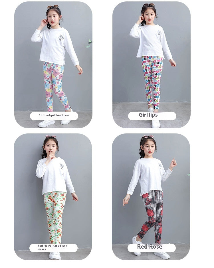 Leggings Modal Cropped Pantalons Outer Wear Girls' Stretch Tights Classique