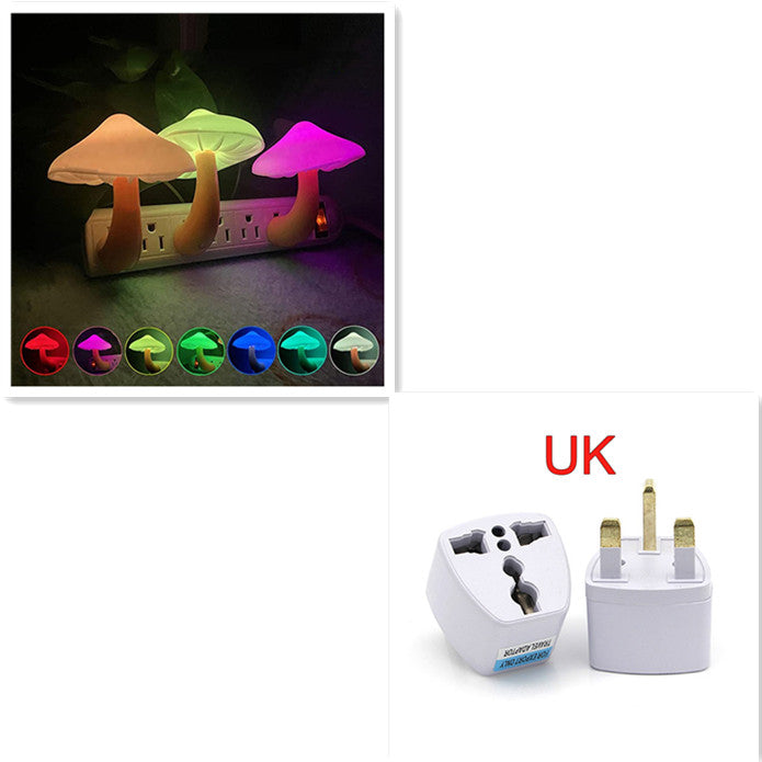 LED Night Light Mushroom Wall Socket Lampe EU US Plug Warm White Light-control Capteur Bedro