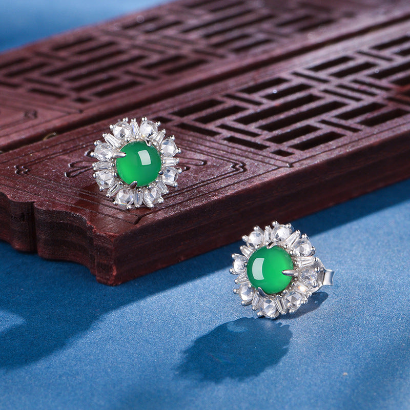 S925 Boucles d'oreilles Sterling Silver Flower Stud