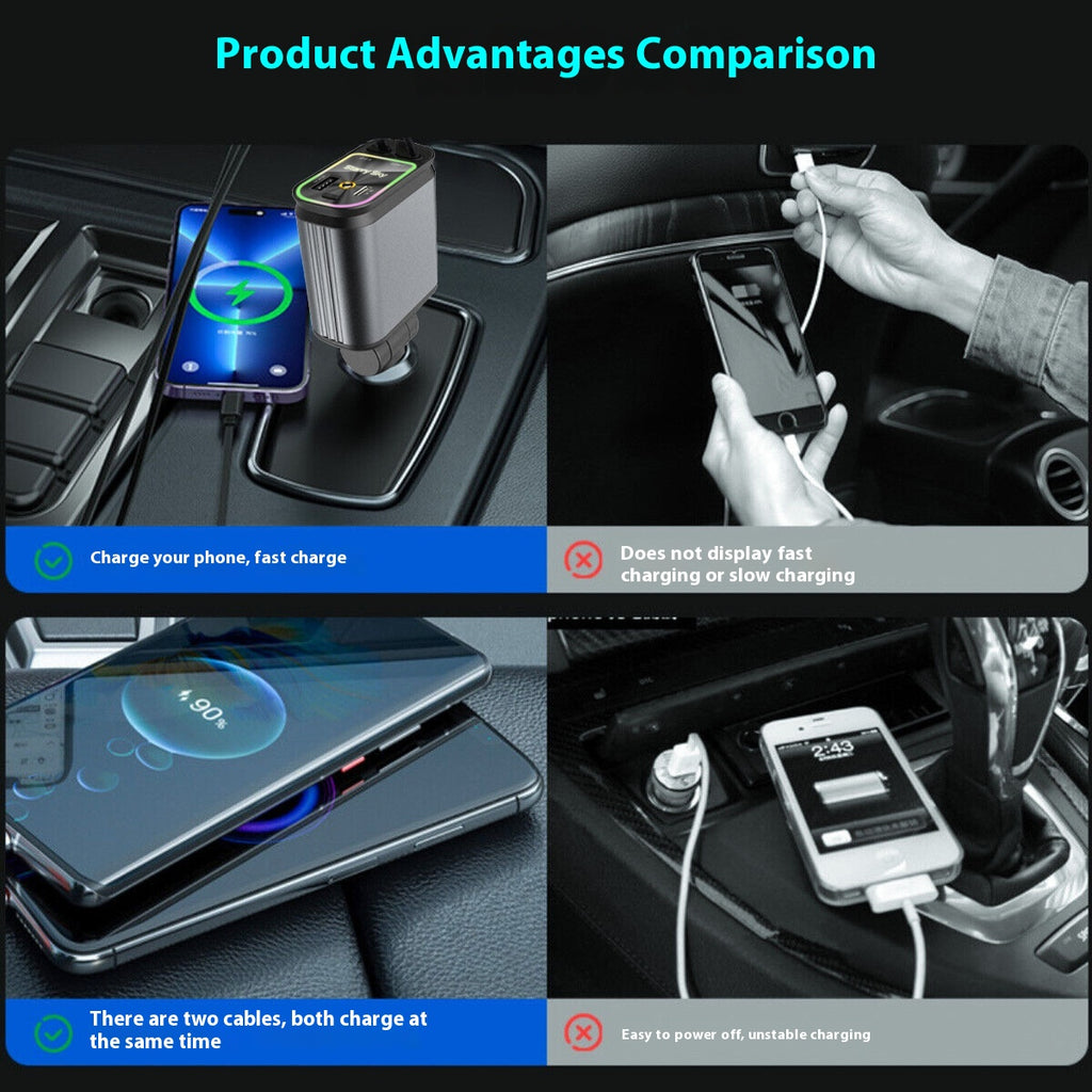 Chargeur de téléphone portable de voiture Ligne à bande télescopique multi-fonctions