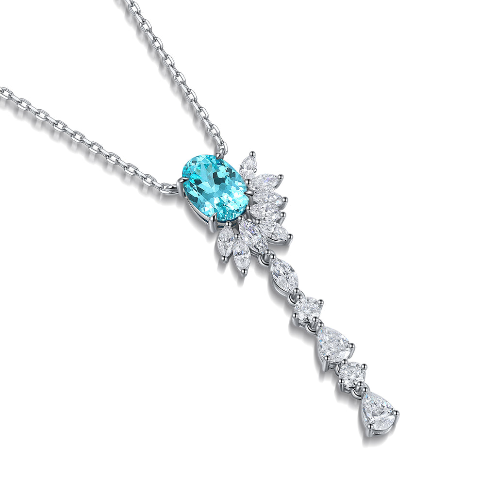 S925 Argent 4.3g Ruby Paraiba Lariat Collier créé en laboratoire