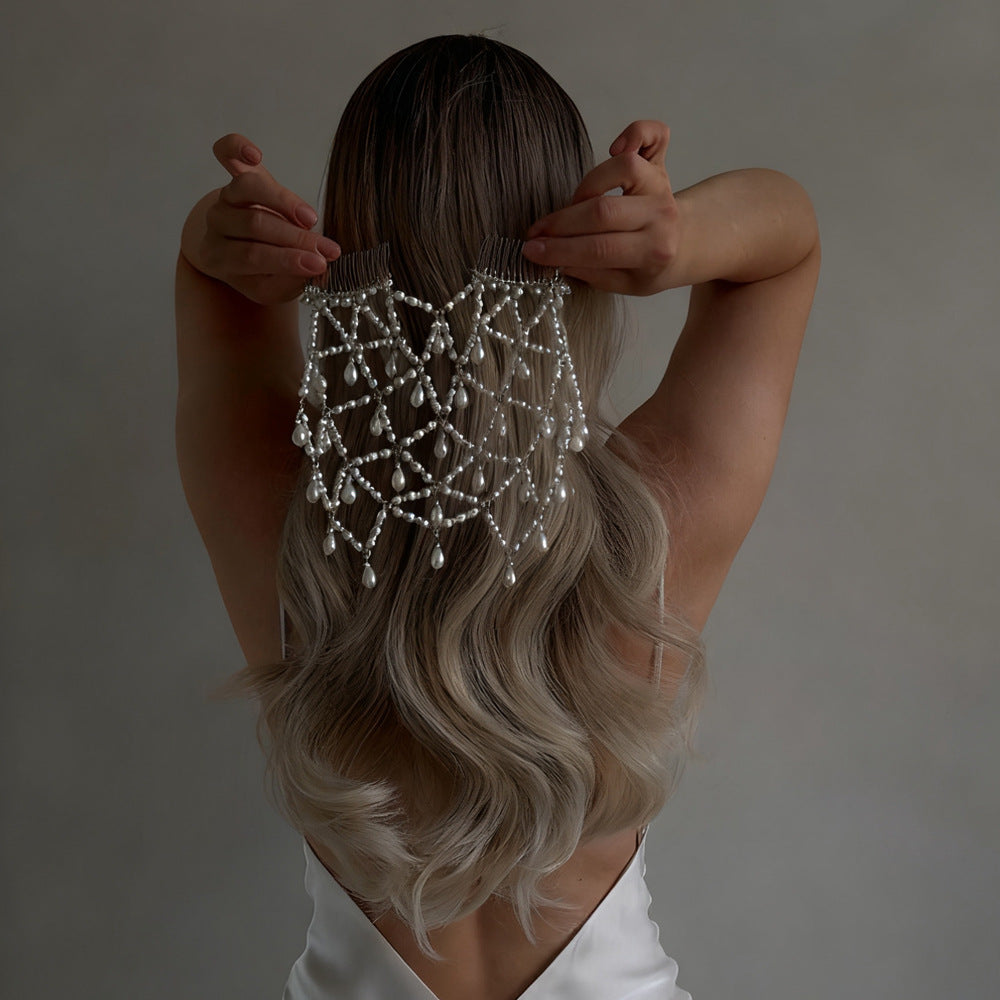 New Mesh Pearl Headpiece Baroque Princess Style