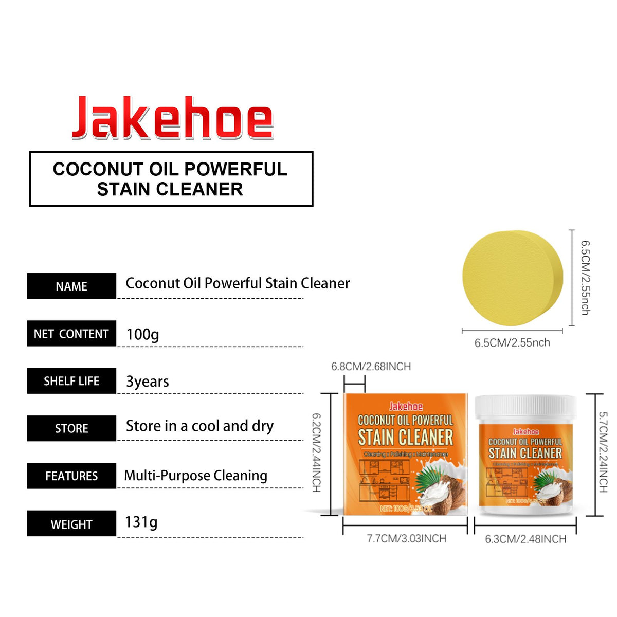 JAKEHOE Pâte de nettoyage de noix de coco Kit