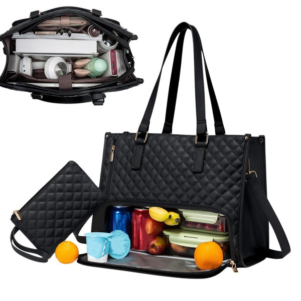 2 en 1 sac isotherme pour le déjeuner pour les femmes grande capacité ordinateur sac à main travail