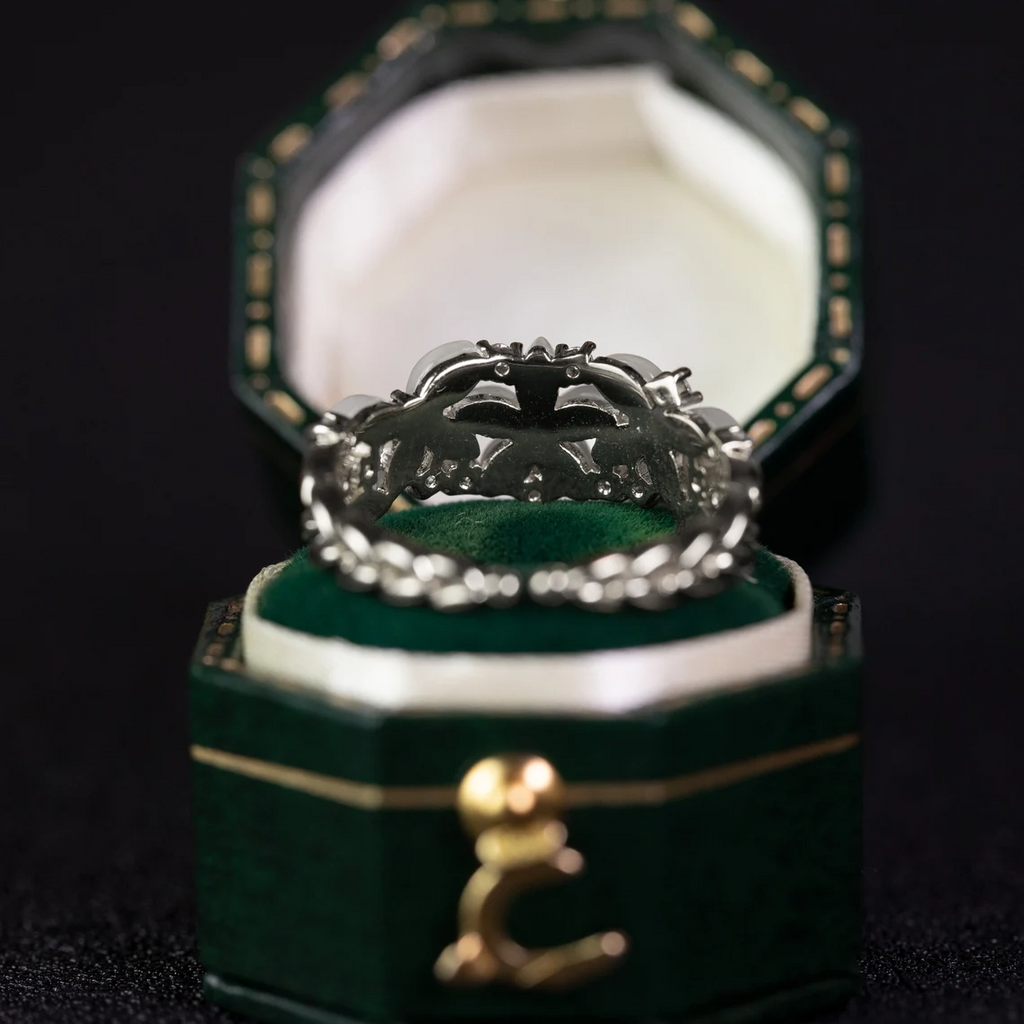 Bande florale de mariage pour les femmes Or 18K 14K S925 Silver Diamond Ring