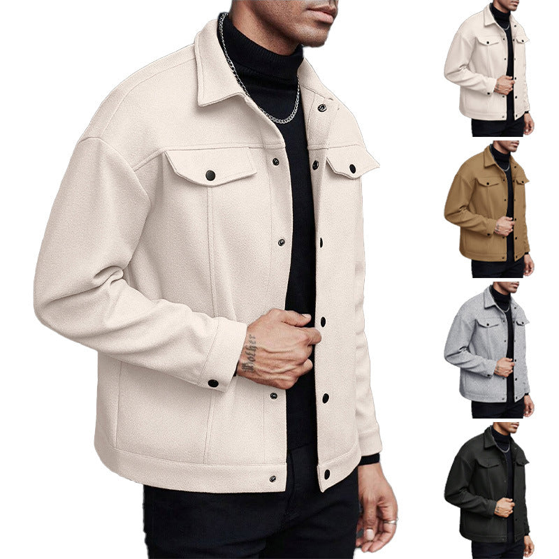 European And American Amazon Temu Autumn And Winter Style Homme Woolen Lapel Jacket Casual