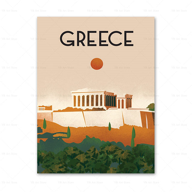 Affiche de voyage de la ville Peinture toile Art Décor