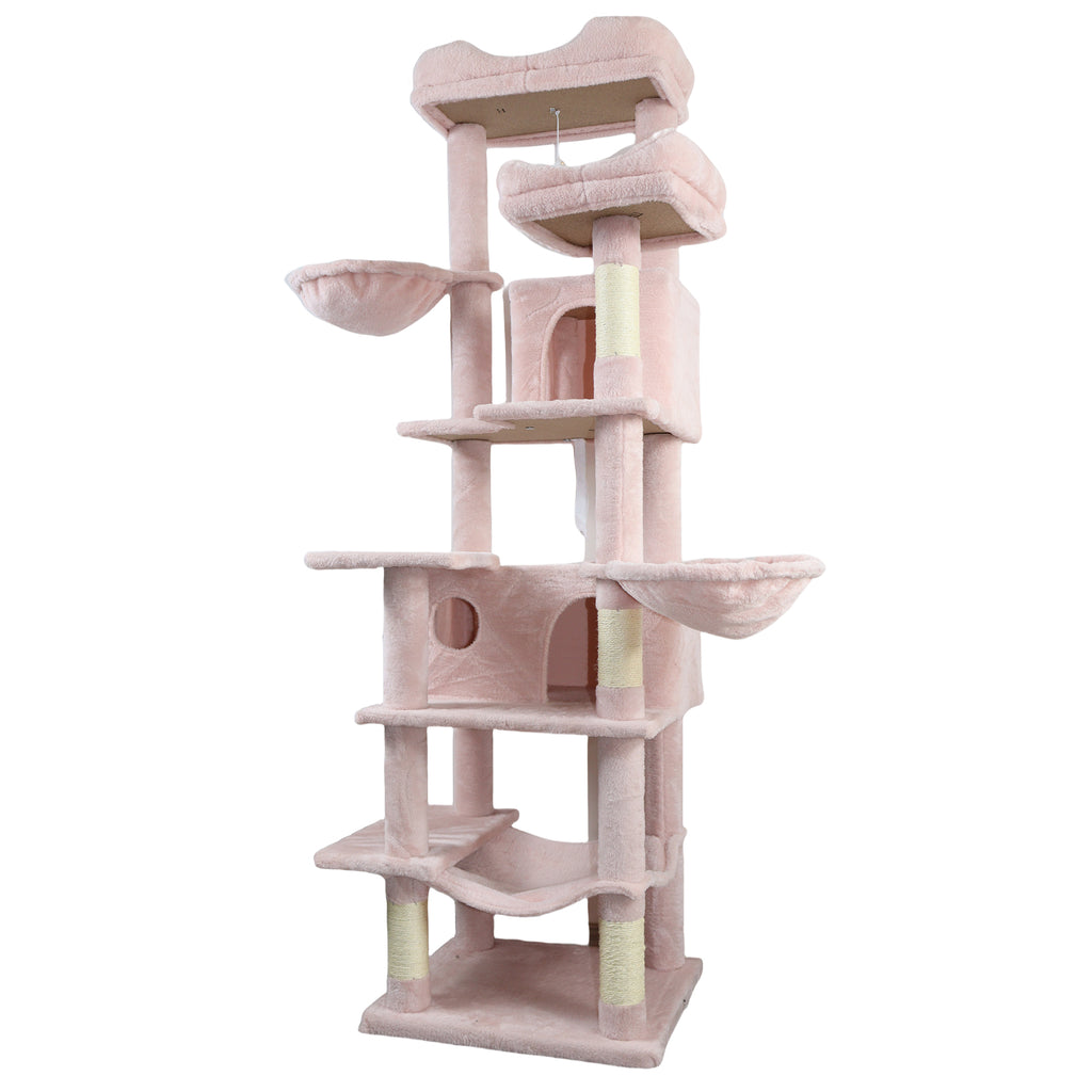 68in Grand arbre de chat vert multi-niveaux avec hamacs