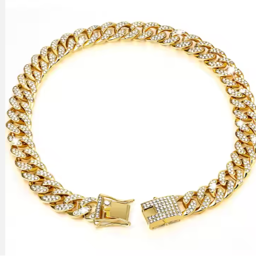 US LOCAL STOCK Hiphoppet Belle vente en alliage de luxe chaîne de chien Sparkling Diamond Secure Me