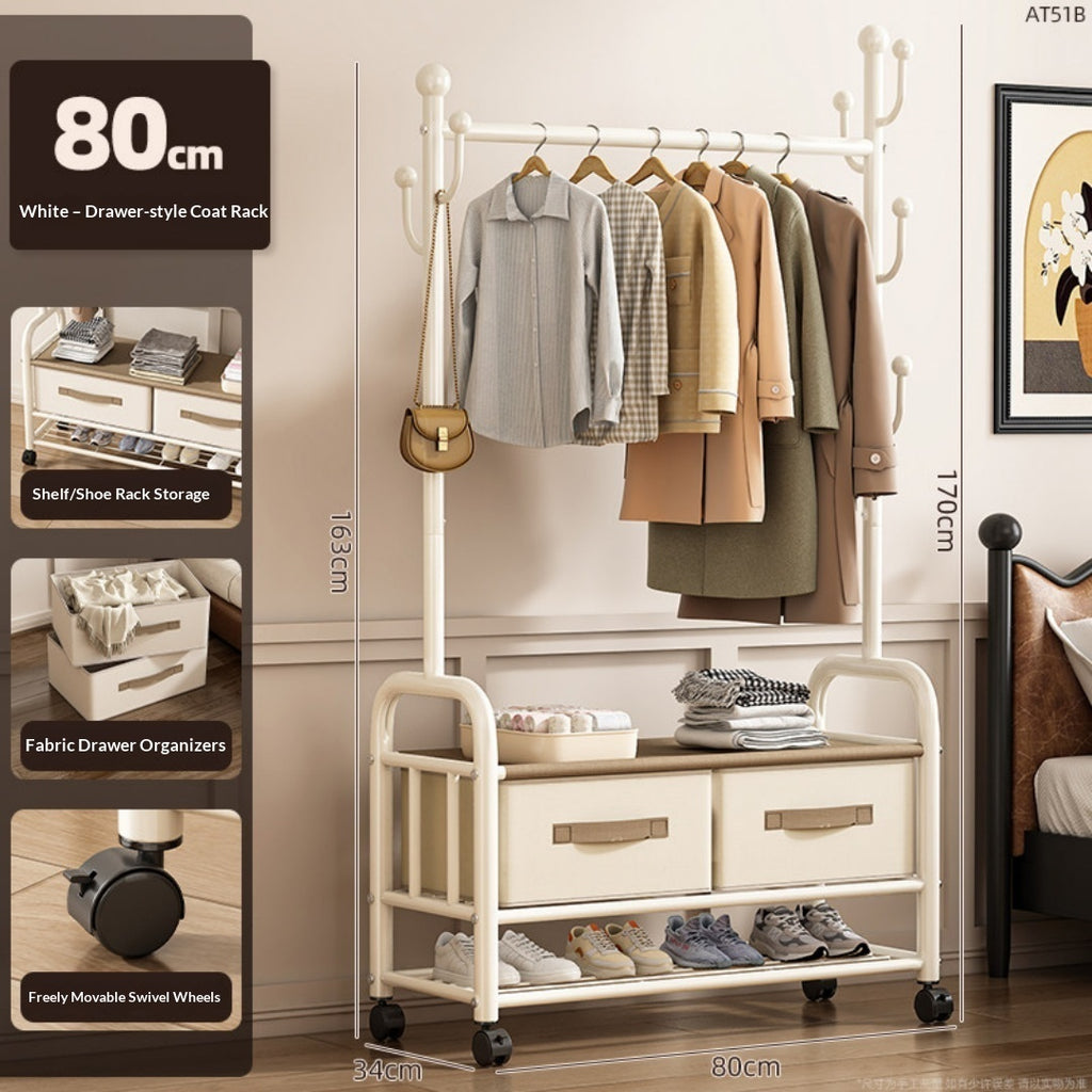 Étage de rack de vêtements Tiroir amovible Armoire Rack Chambre à accrocher Rack Balcon