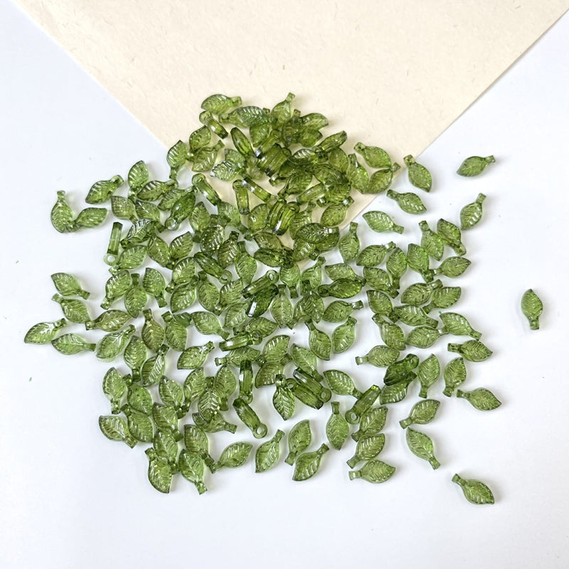 Tiny Translucent Acrylic Leaf Charms