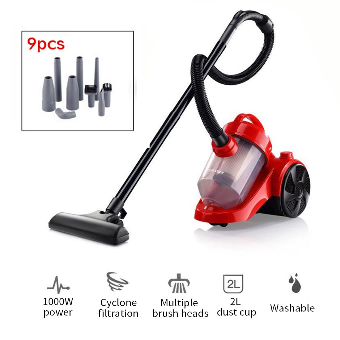 9PCS Red Black Multifunction Vacuum Dust Detector with UK Motor