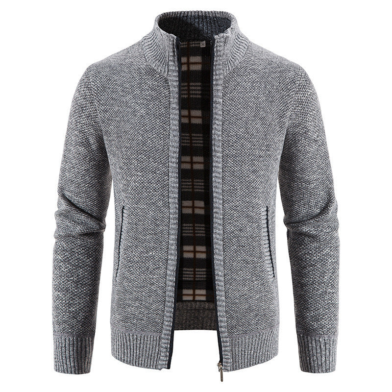 Commerce extérieur Hommes Automne et hiver Cardigan Zipper Sweater Fleece Collar Veste Homme L