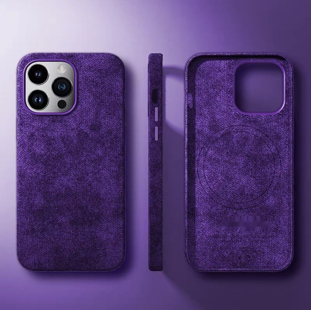 Alcantara Suede Cas de téléphone magnétique tout compris hommes et femmes