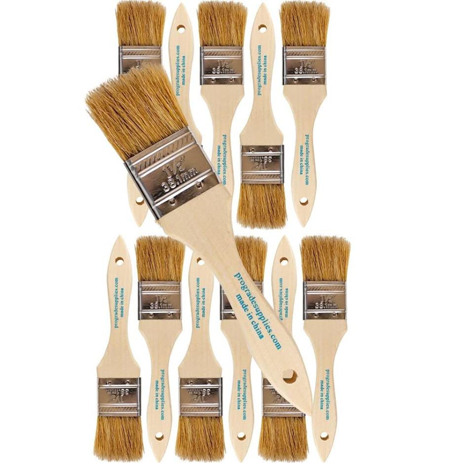 1.5 Brosses jetables de peinture à croustilles 12-paquets d'utilitaire naturel pour poignées en bois pour Pa