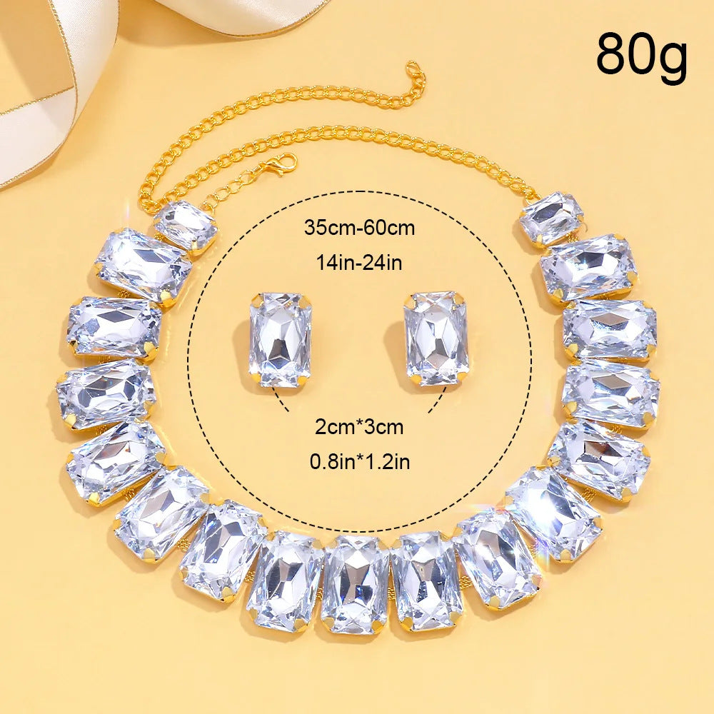 Luxury Light Geometric Crystal Exaggerated Square Earrings
