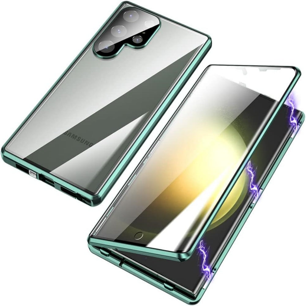 Magnétique King Case Téléphone métal brillant Magnetic HD Peep-proof Buckle miroir résistant à la chute