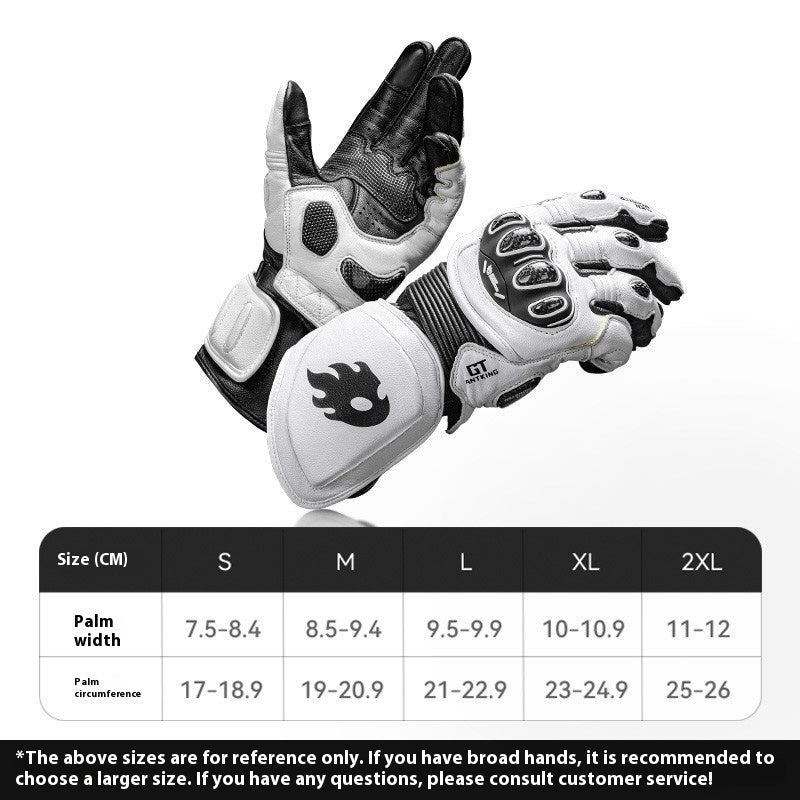 Gants en fibre de carbone longue piste de moto