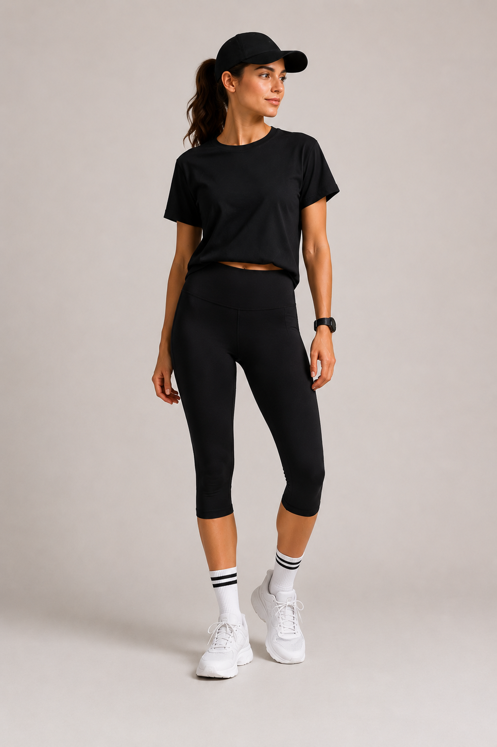 Leggings Capri haute taille pour femmes avec pantalons actifs extensibles de poche latérale