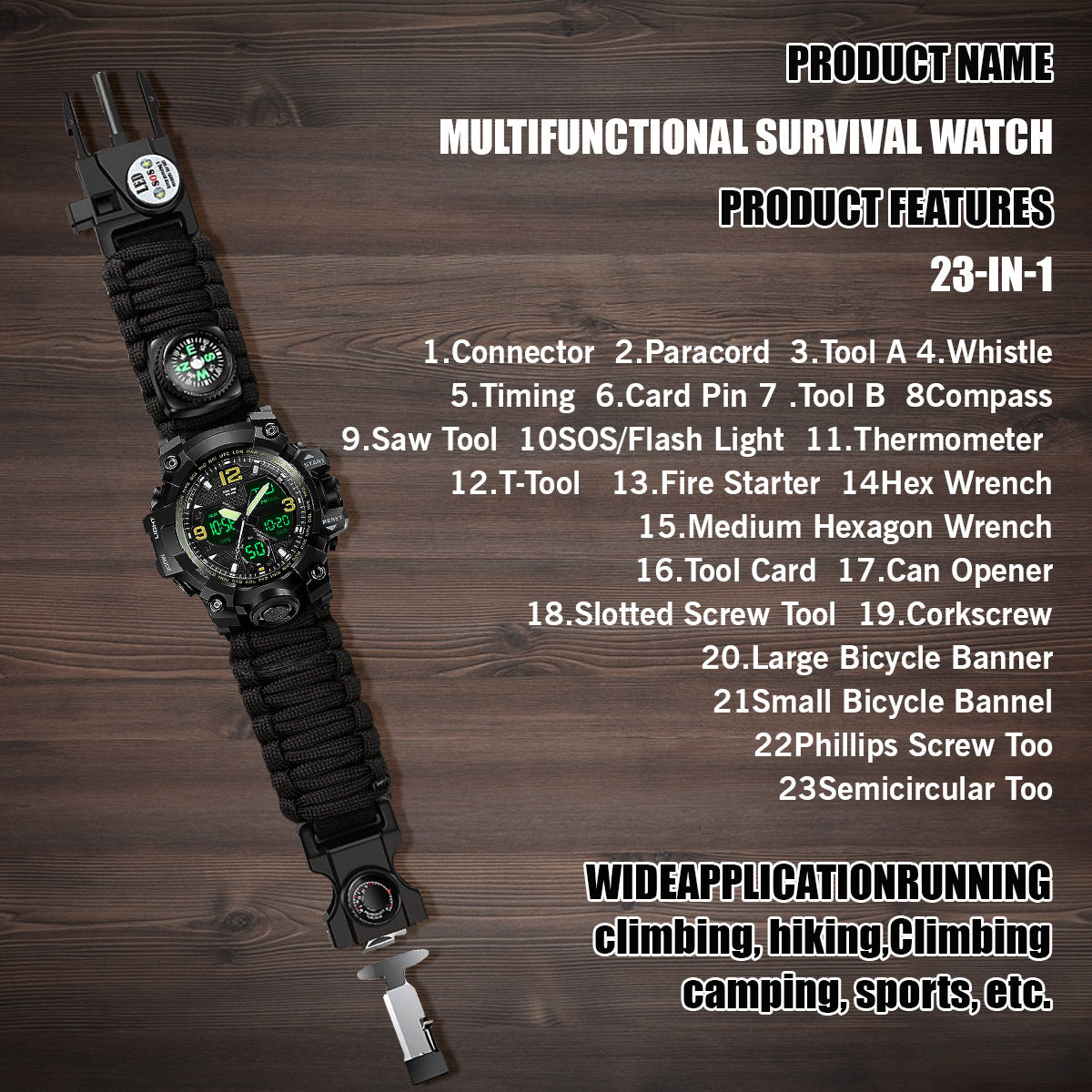 Montre tactique électronique double affichage étanche