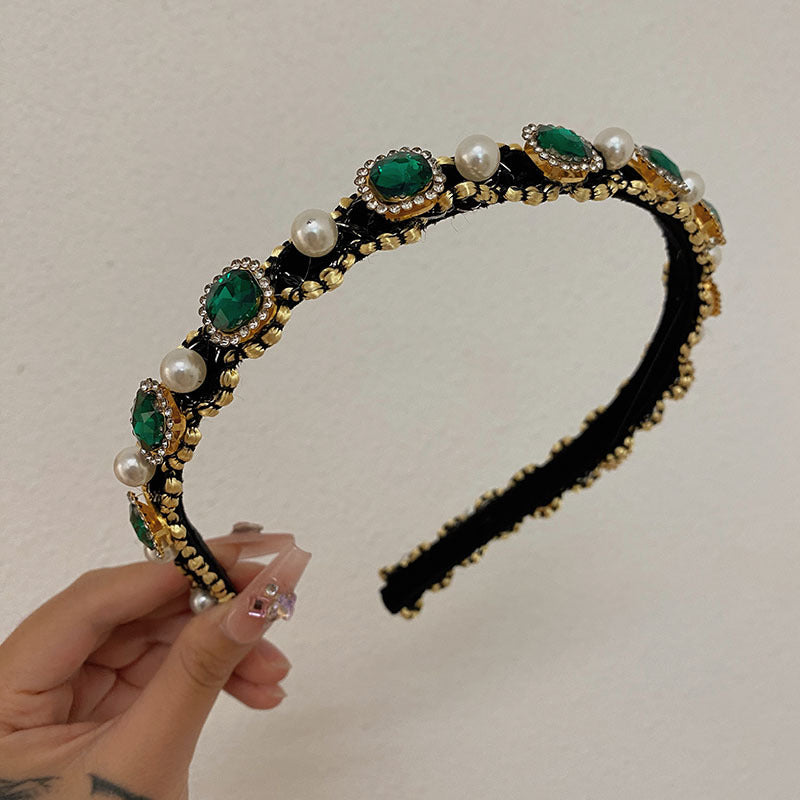 Baroque Full Diamond Pearl Bords minces Haute qualité Temperament Headband