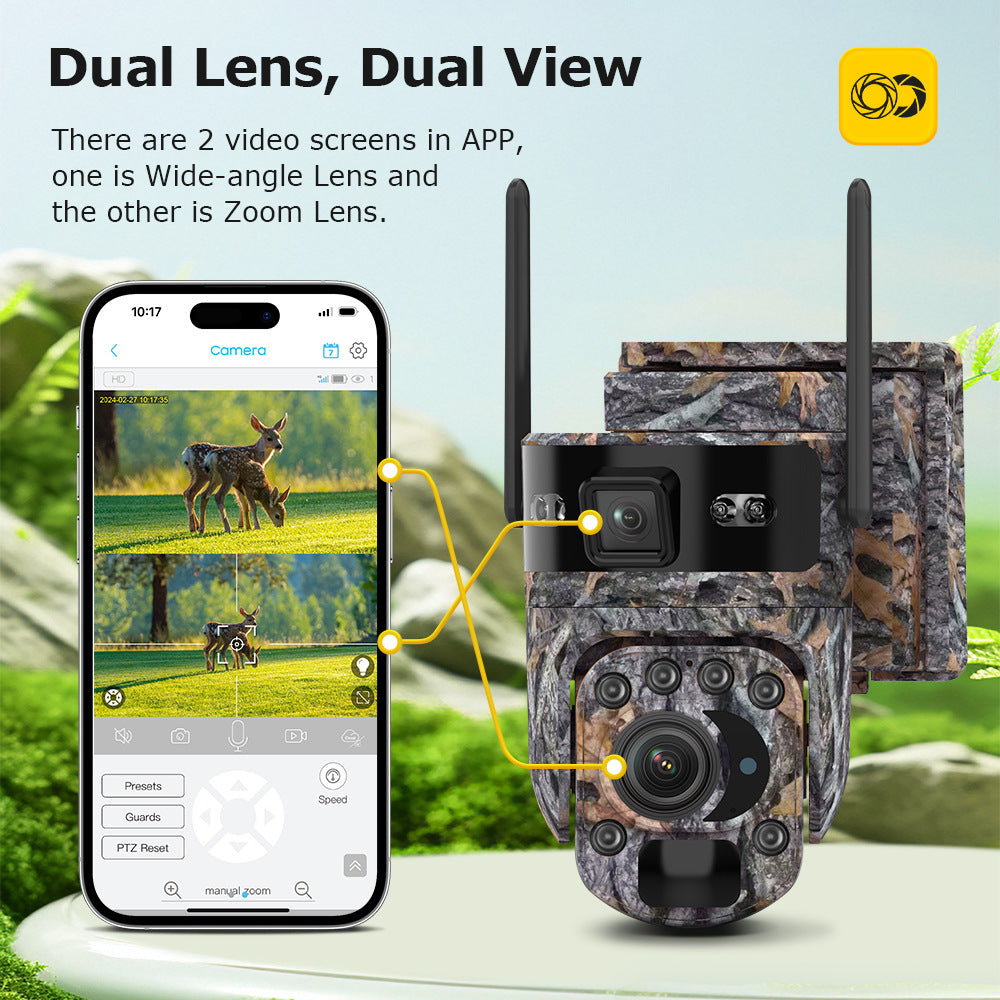 Caméra solaire 4G Camouflage Jungle 6MP HD 20x Zoom Caméra de surveillance