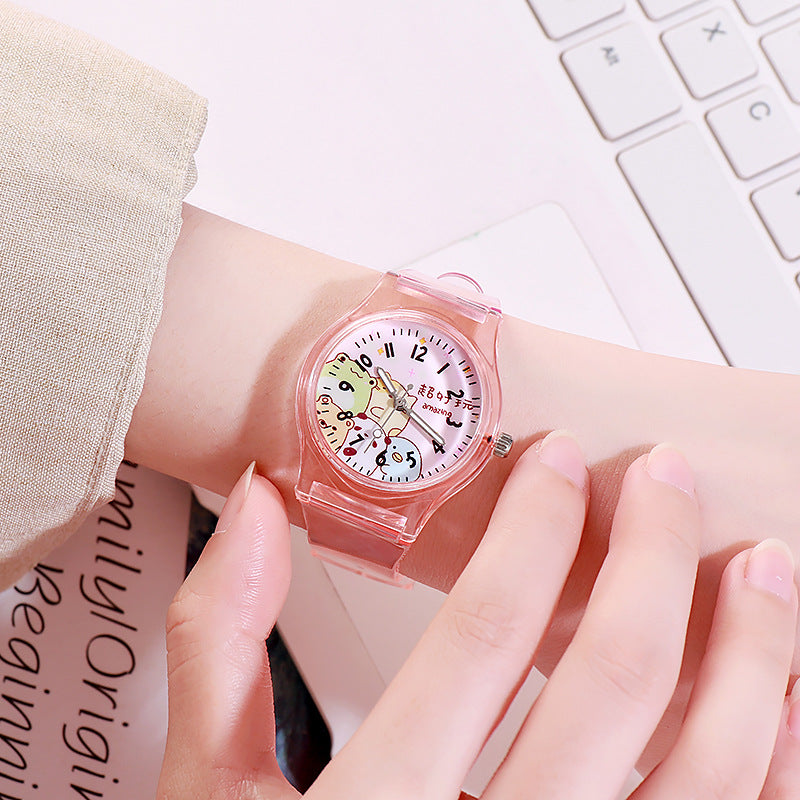 Montre de caricature pour enfants en PVC transparent