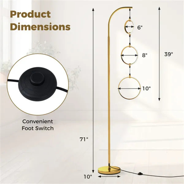 Lampe de sol LED à 3 cercles