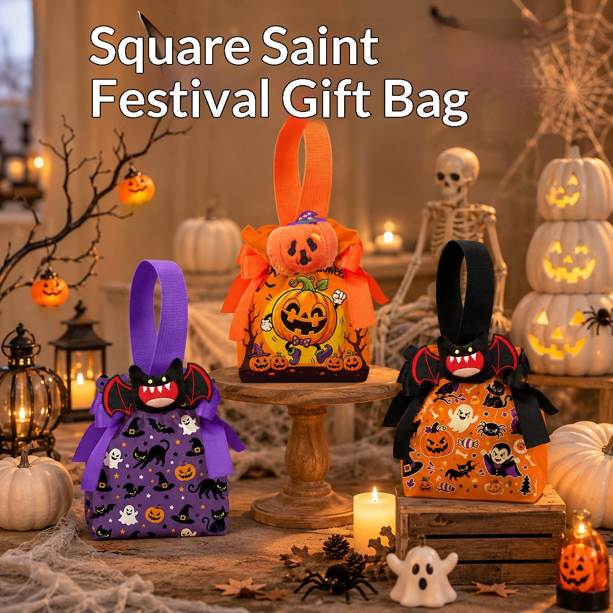 Sac en toile de citrouille amusante d'Halloween pour trick-or-Treating
