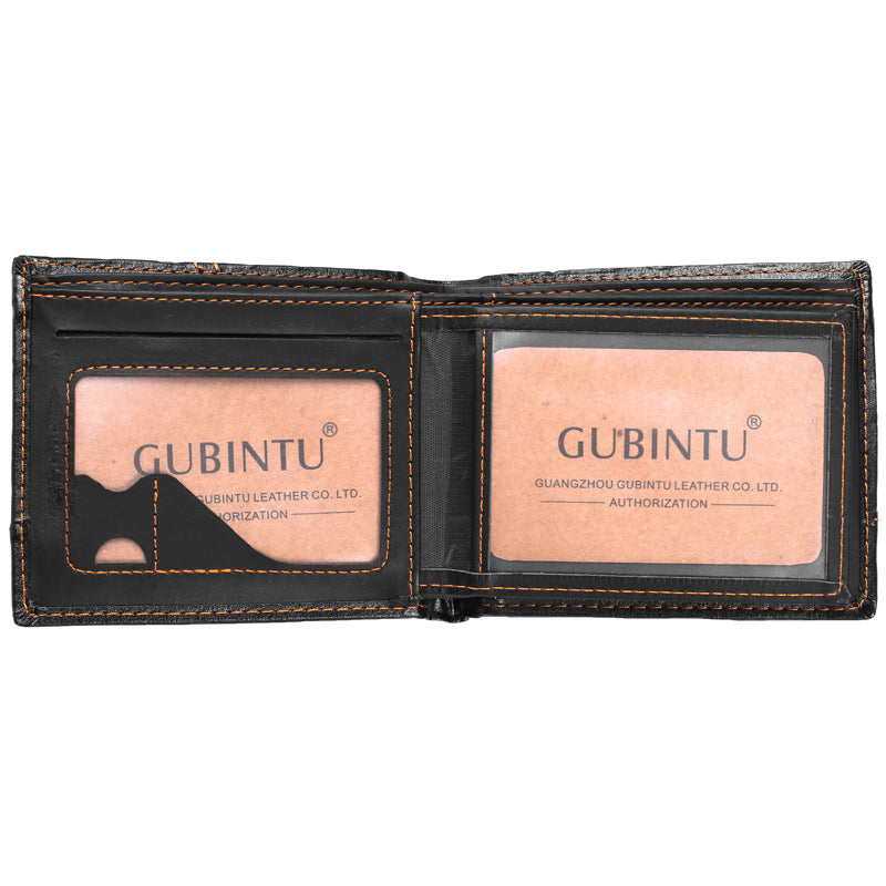 Portefeuille en cuir court et simple pour hommes