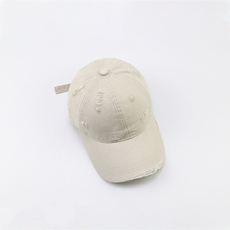Femmes Street-style Détresse lavé Ripped Soft-crown Cap