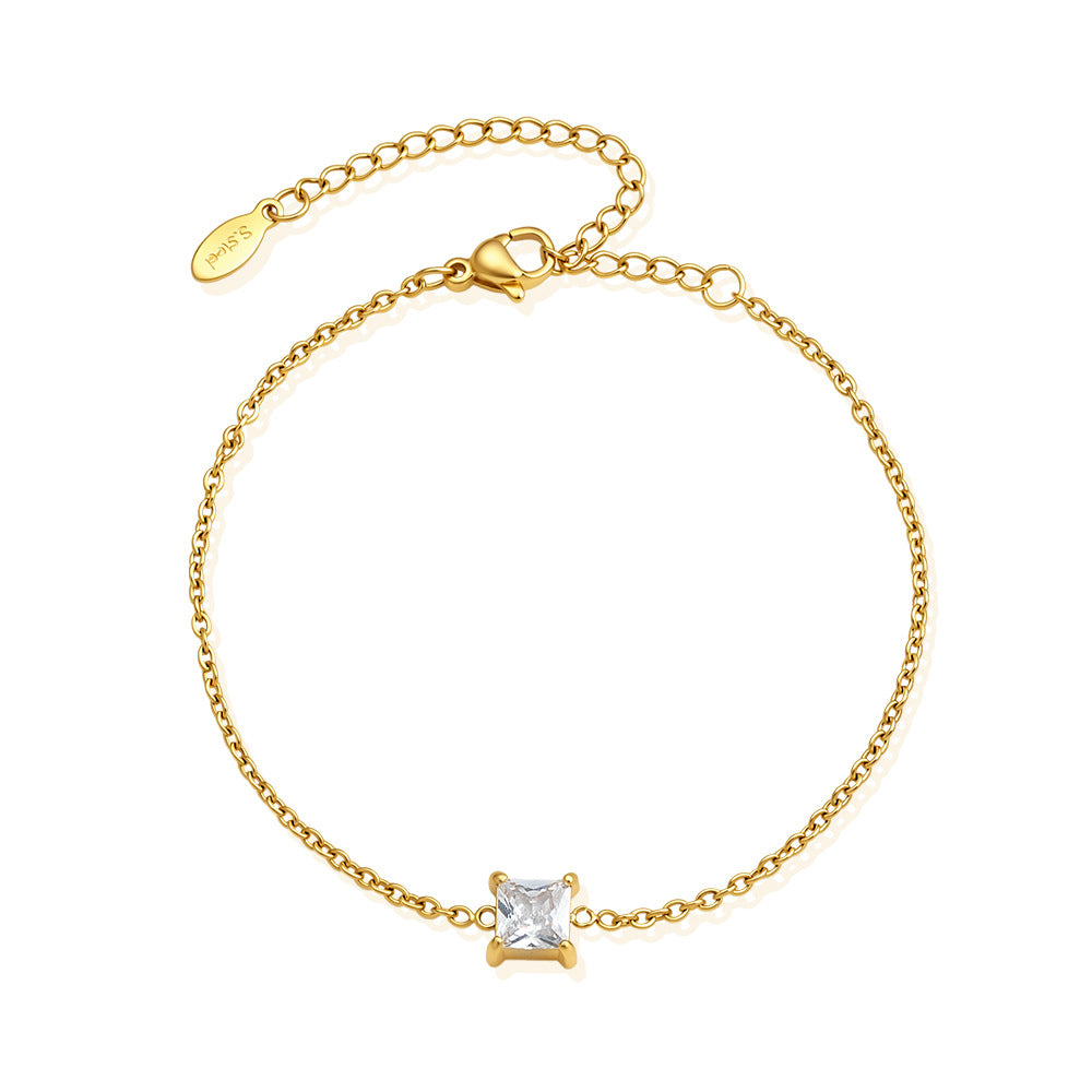 Collier de Zircon en acier inoxydable plaqué or 18K avec finition luxueuse