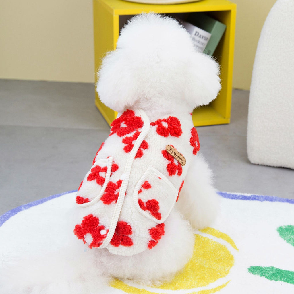 Vêtements de chat pour animaux d'hiver en velours de fleur de cinq-pieds