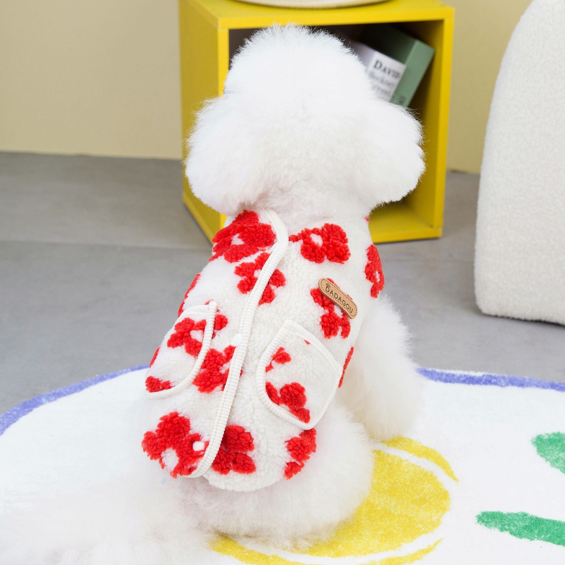 Vêtements de chat pour animaux d'hiver en velours de fleur de cinq-pieds