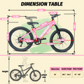 Vélo de montagne jeune 24 pouces avec 7 vitesses et suspension avant Cadre en acier durable